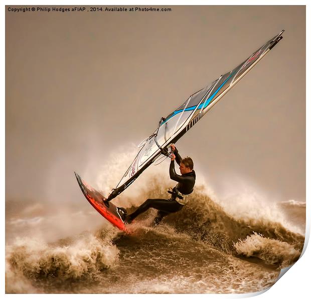 Windsurfing the Storm  Print by Philip Hodges aFIAP ,