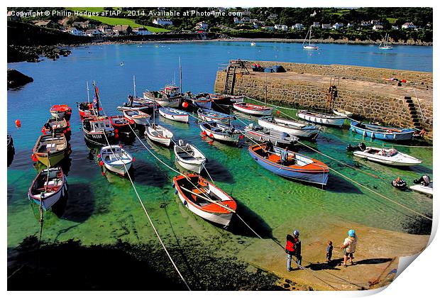  Coverack Harbour in the Summer Print by Philip Hodges aFIAP ,