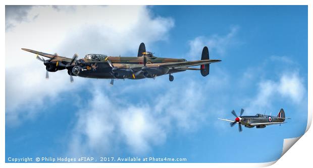 Lancaster With Spitfire PR MK XIX Number PS915  Print by Philip Hodges aFIAP ,