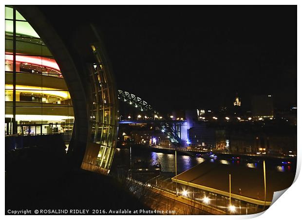 "NIGHT SHOT OF "THE SAGE" GATESHEAD WITH THE TYNE  Print by ROS RIDLEY
