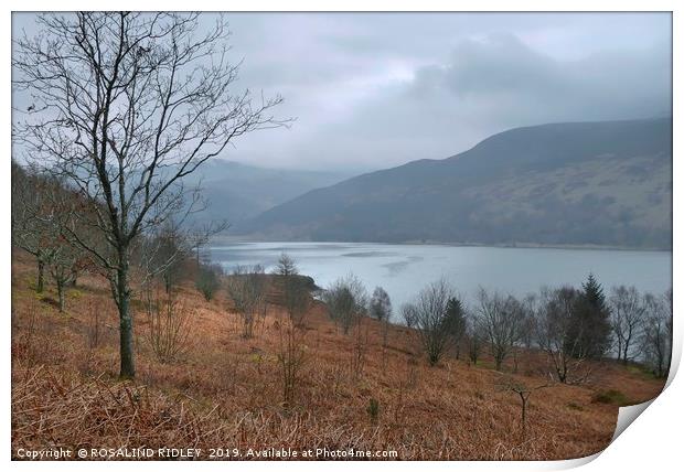 "Silvery light across the misty blue lake" Print by ROS RIDLEY