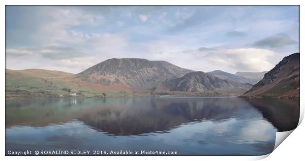 Hazy pastels of an Ennerdale water morning Print by ROS RIDLEY