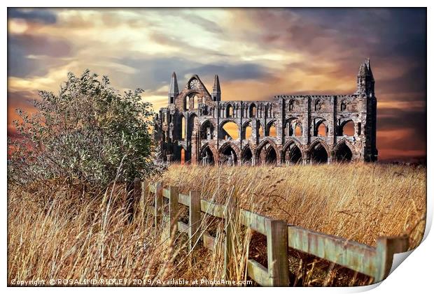 "breezy sunset at Whitby Abbey" Print by ROS RIDLEY
