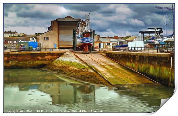 "Stormy skies at the boat yard" Print by ROS RIDLEY