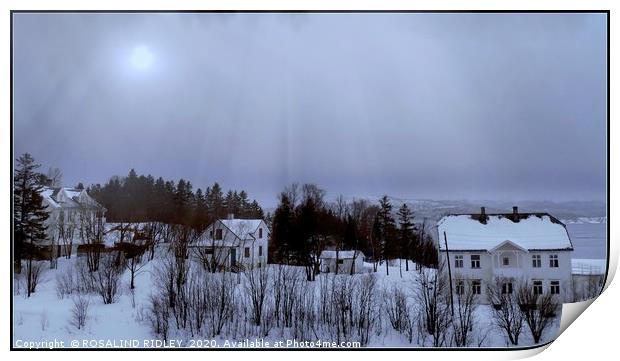 "Misty morning light Finnsnes Norway" Print by ROS RIDLEY