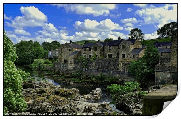 "Cottages along the Wharfe at Grassington" Print by ROS RIDLEY