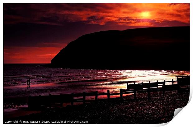 St.Bees Sunset Print by ROS RIDLEY