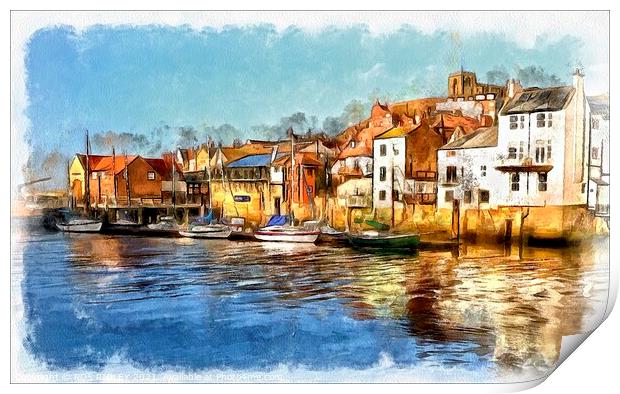  Abbey Wharf Whitby Print by ROS RIDLEY