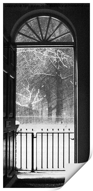  Winter view from a London doorway Print by Tony Maher