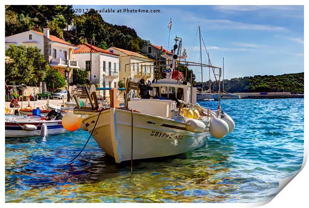 Boat in Greek islands Print by Ian Danbury