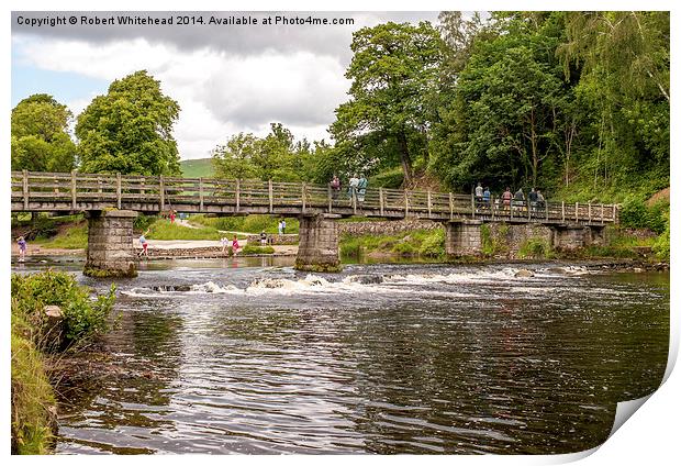 Bridge over the river Wharfe at Bolton Abbey Print by Robert Whitehead