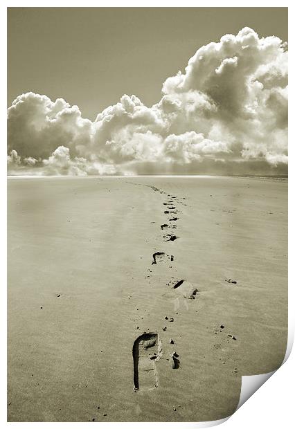  Footprints in Sand Print by Mal Bray