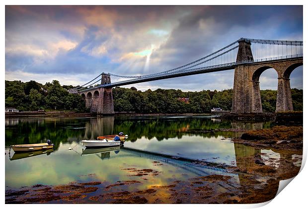  Menai Suspension Bridge Print by Mal Bray