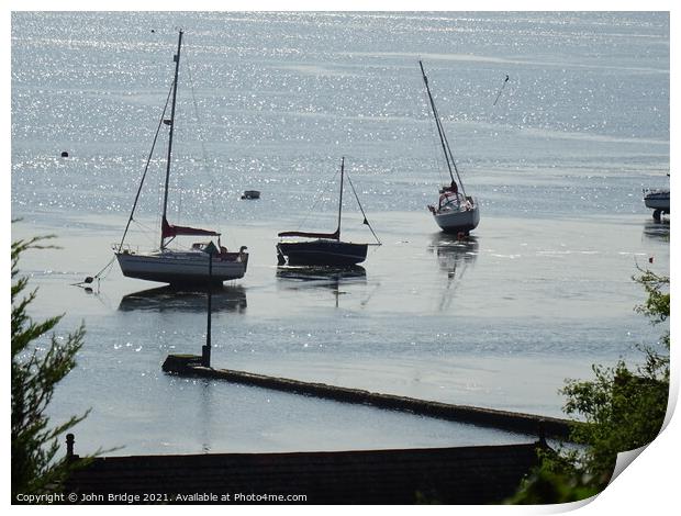 Yachts at Leigh on Sea at Low Tide Print by John Bridge