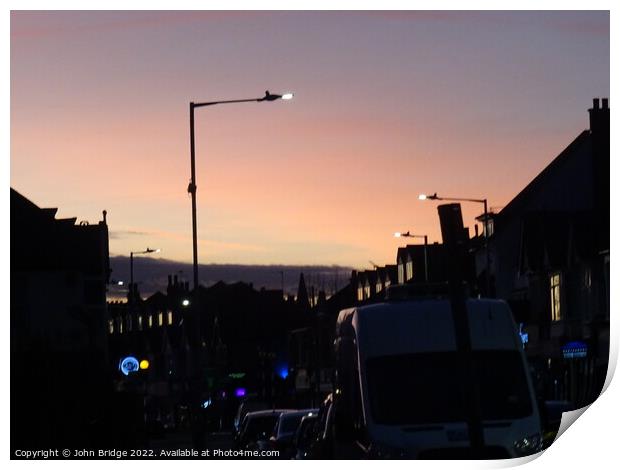 Sunset over Leigh on Sea Print by John Bridge