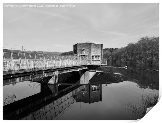 Industrial Beauty at Tittersworth Reservoir Print by Andrew Heaps