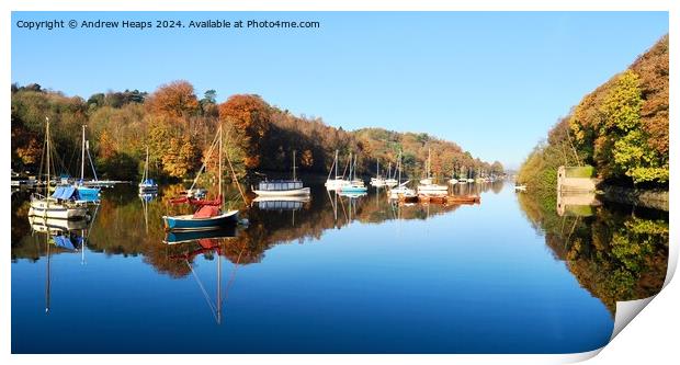 Rudyard lake reservoir reflections on autumnal/winters day. Print by Andrew Heaps