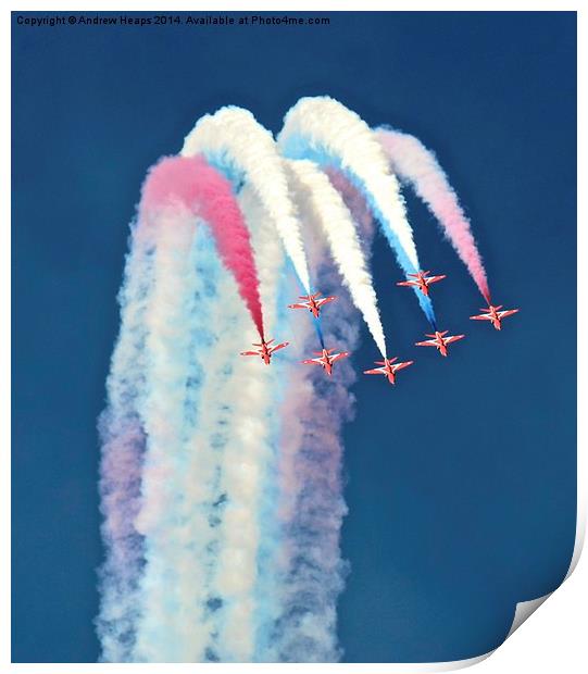 Majestic Red Arrows display team Print by Andrew Heaps