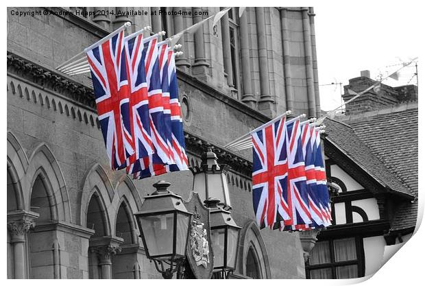  Union Jacks flying high. Print by Andrew Heaps