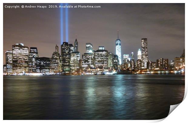 New York skyline Glittering Manhattan Nightscape Print by Andrew Heaps