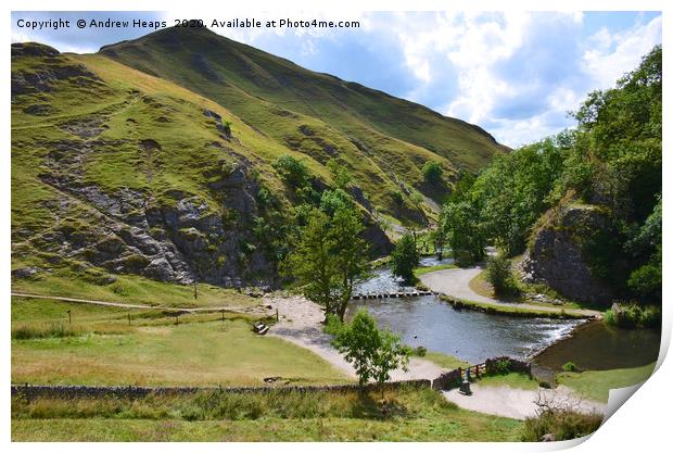 Dovedale stepping stones    Print by Andrew Heaps