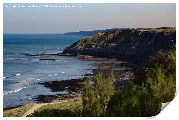 Coastal cliff edge in Scarborough Print by Andrew Heaps