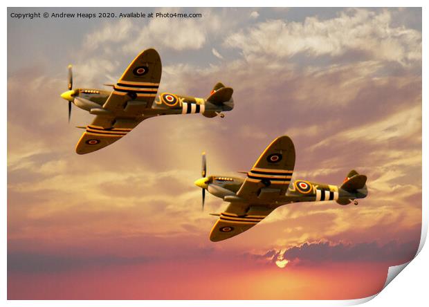 Spitfire planes historic Print by Andrew Heaps