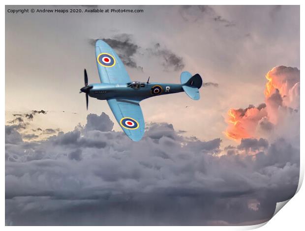 British blue  spitfire plane  Print by Andrew Heaps