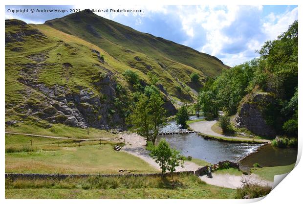 Dovedale stepping stones  Print by Andrew Heaps