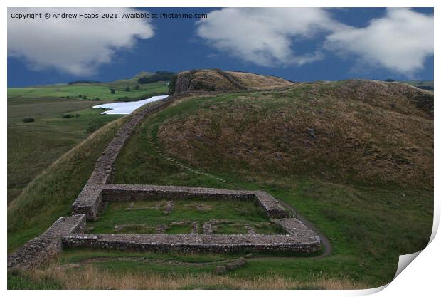 Hadrians wall a historic landmark on a summers day Print by Andrew Heaps
