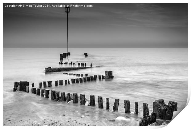  Heacham Groynes Print by Simon Taylor