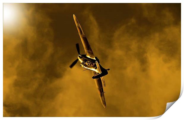  Hawker Hurricane at sunset Print by Philip Catleugh