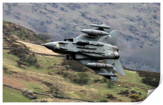 RAF Tornado GR4 blasts through the Mach Loop in Wa Print by Philip Catleugh