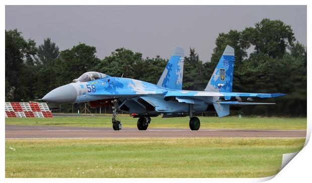 Ukranian Air Force SU27 Flanker at RIAT 2017 Print by Philip Catleugh