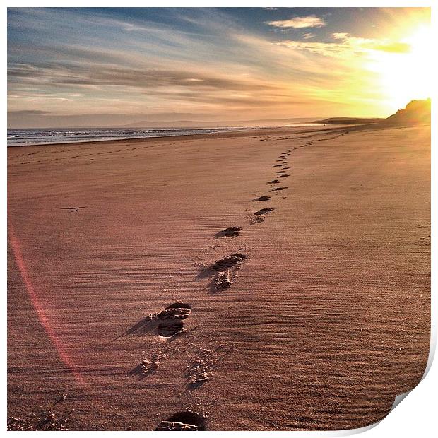 Footbprints in the sand Print by tessa lumley