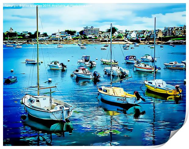  A View Across Roscoff Harbour Print by Mike Marsden