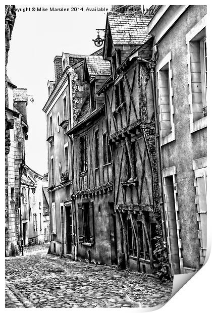 A Narrow Cobbled Street in Angers France Print by Mike Marsden