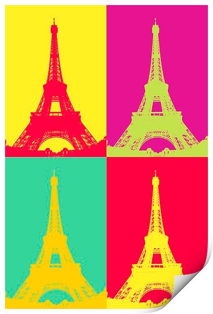 Eiffel Tower Andy Warhol Style  Print by Mike Marsden