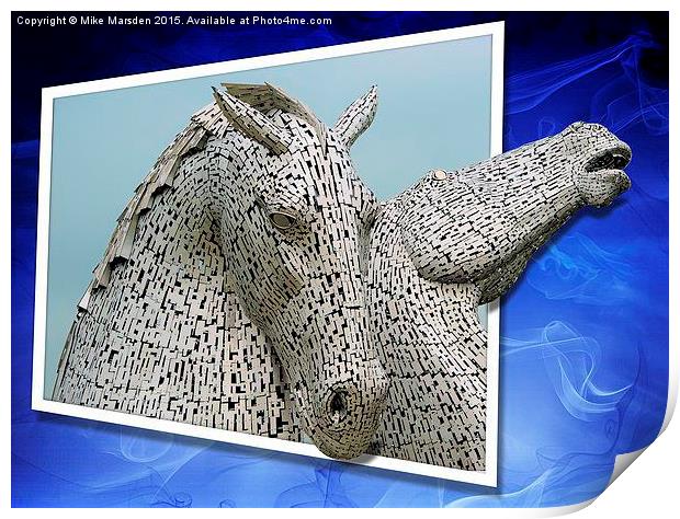The Kelpies  Print by Mike Marsden