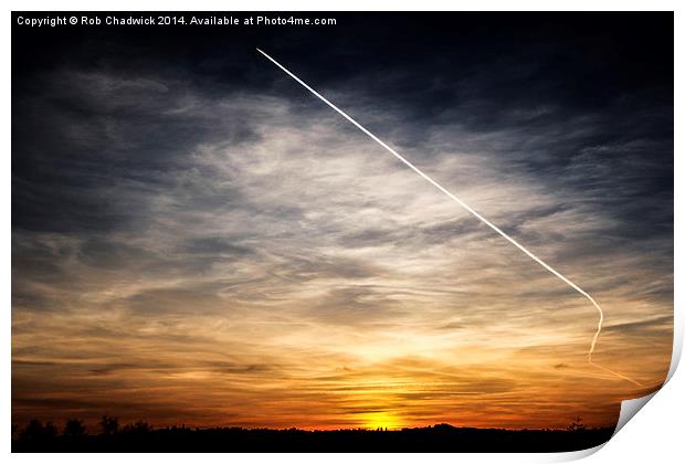  Plane sunset Print by Rob Chadwick