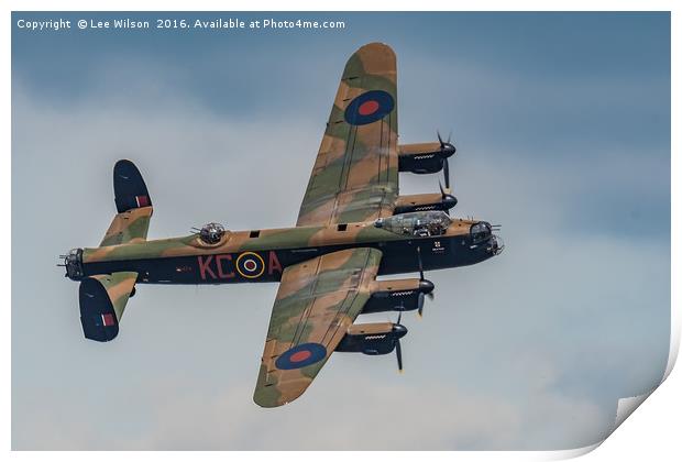 Avro Lancaster Bomber Print by Lee Wilson