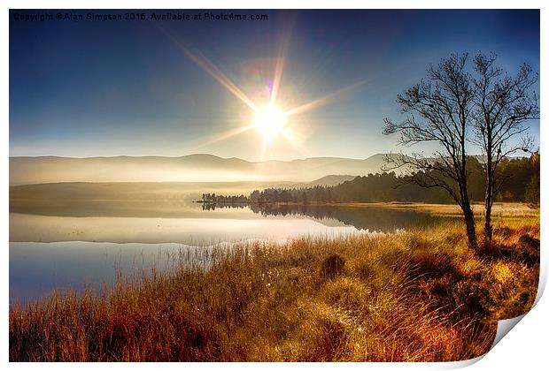  Sunrise over Loch Morlich Print by Alan Simpson