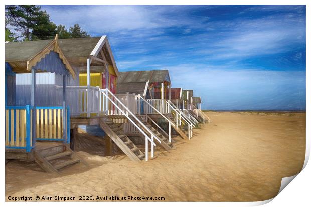 Wells Beach Huts Print by Alan Simpson