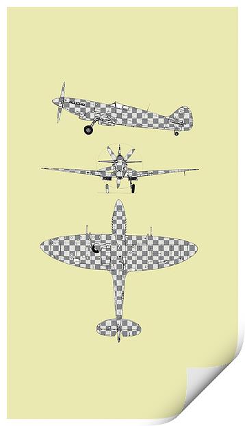  Spitfire Blueprints Print by Jack Snelling