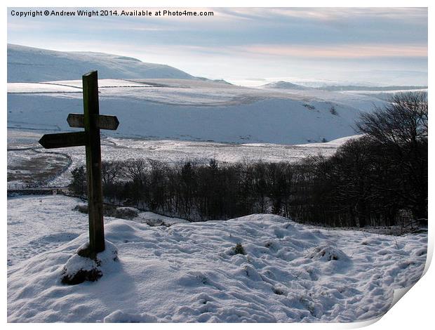  Sign Post To Mam Tor Print by Andrew Wright