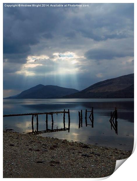  Rays Of Light On Loch Linnhe Print by Andrew Wright