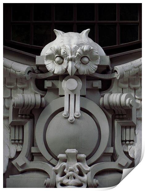  Art Nouveau Owl, Riga Print by Andrew Wright