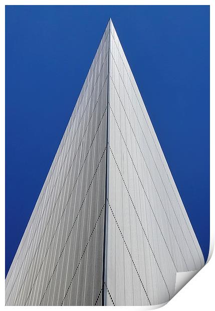 An angular building pierces a blue sky  Print by Jamie Lumley