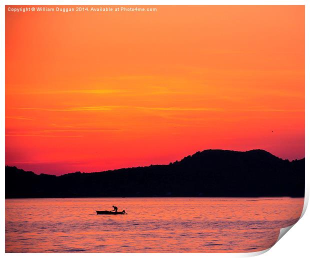  Croatian fishing Boat Sunset Print by William Duggan