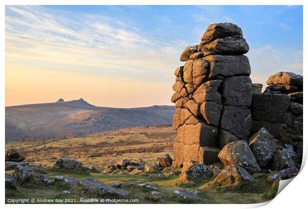Morning light (Hound Tor) Print by Andrew Ray